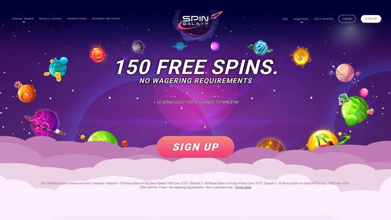 Spin Galaxy lobby on desktop